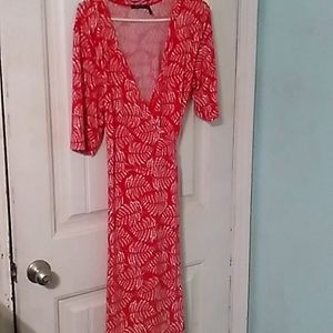 Daisy Fuentes Red & White Wrap Dress Size XL